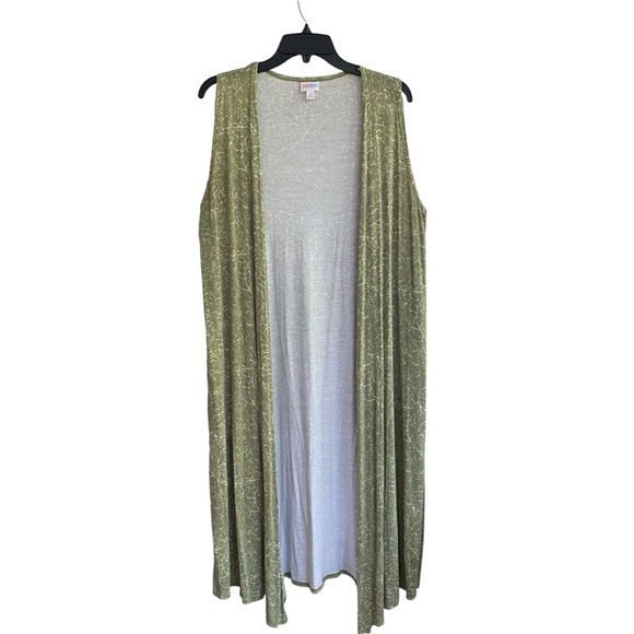 LulaRoe JOY Sleeveless Duster Vest Sage Green Pattern Size SMALL - Picture 1 of 6